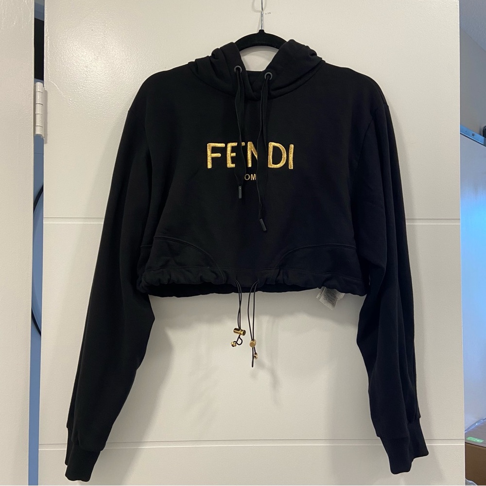 Fendi Black Cropped Hoodie